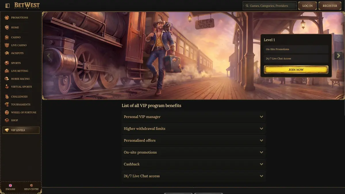 BetWest screenshot